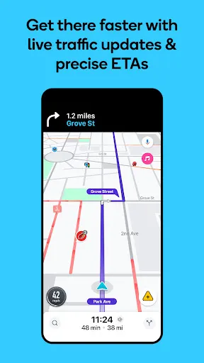 Screenshot 1 von Waze Navigation und Verkehr