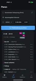 Screenshot von Abfahrten