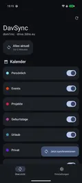 Screenshot von DavSync