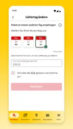 Screenshot von Post & DHL